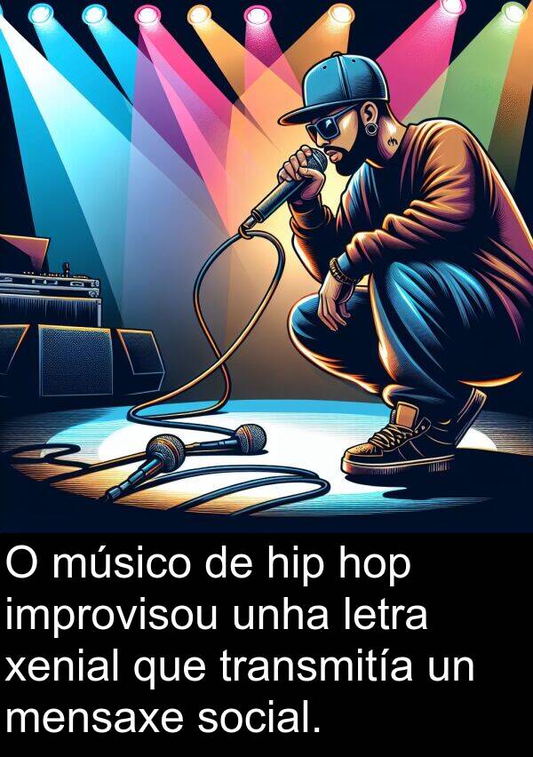 social: O músico de hip hop improvisou unha letra xenial que transmitía un mensaxe social.