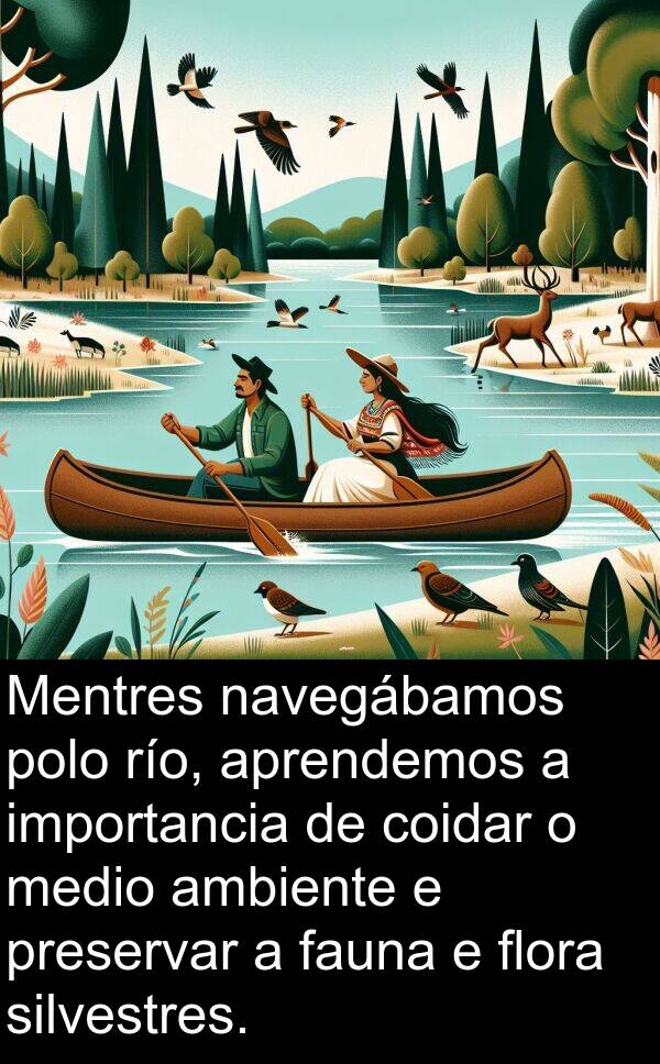 río: Mentres navegábamos polo río, aprendemos a importancia de coidar o medio ambiente e preservar a fauna e flora silvestres.
