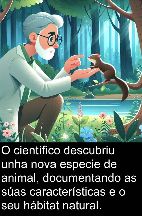 especie: O científico descubriu unha nova especie de animal, documentando as súas características e o seu hábitat natural.