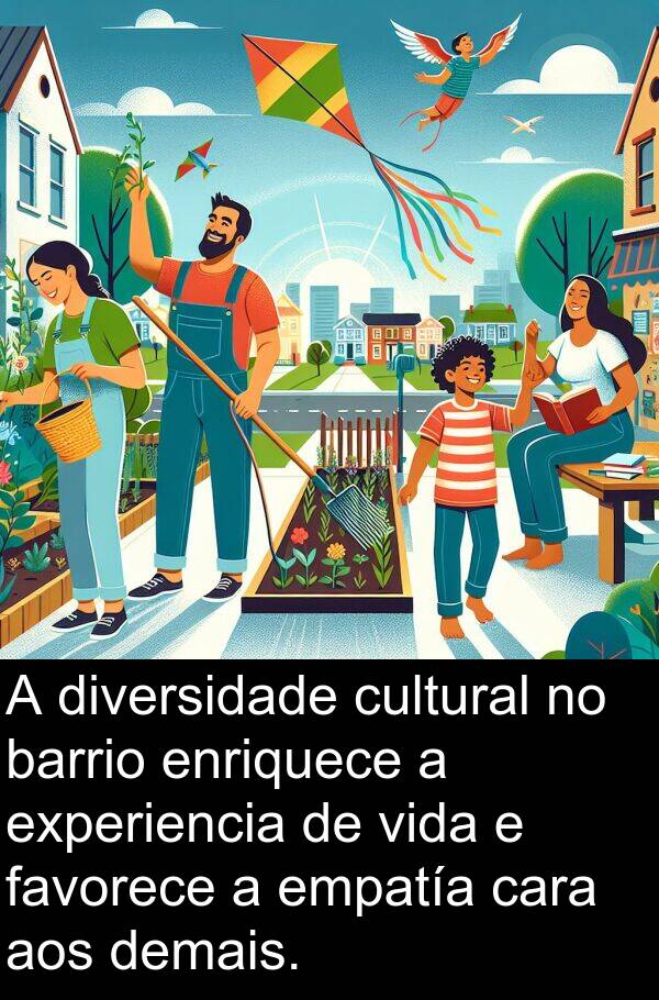 diversidade: A diversidade cultural no barrio enriquece a experiencia de vida e favorece a empatía cara aos demais.