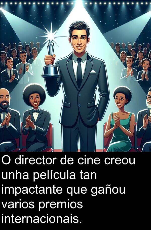 internacionais: O director de cine creou unha película tan impactante que gañou varios premios internacionais.
