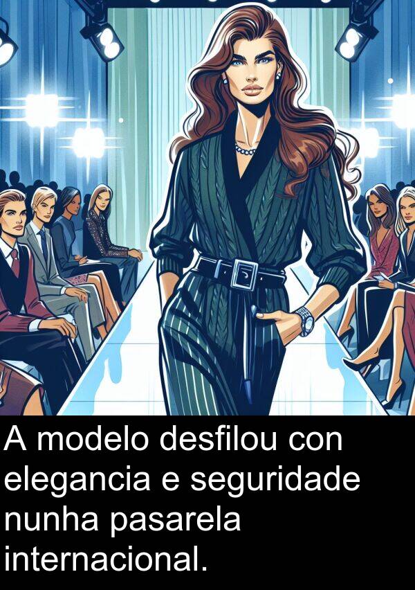 internacional: A modelo desfilou con elegancia e seguridade nunha pasarela internacional.