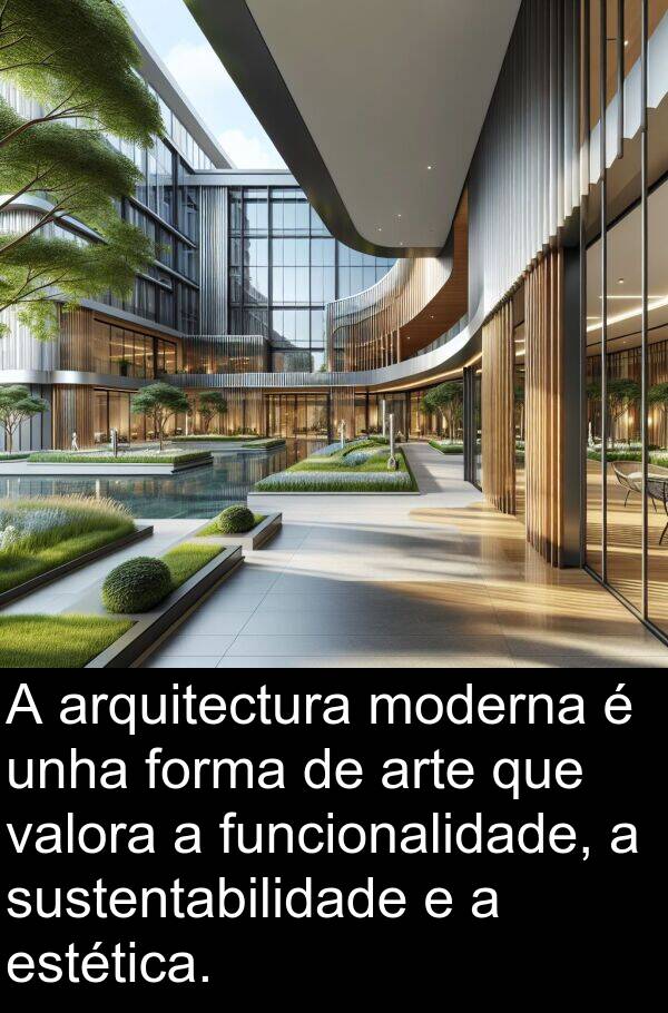 funcionalidade: A arquitectura moderna é unha forma de arte que valora a funcionalidade, a sustentabilidade e a estética.