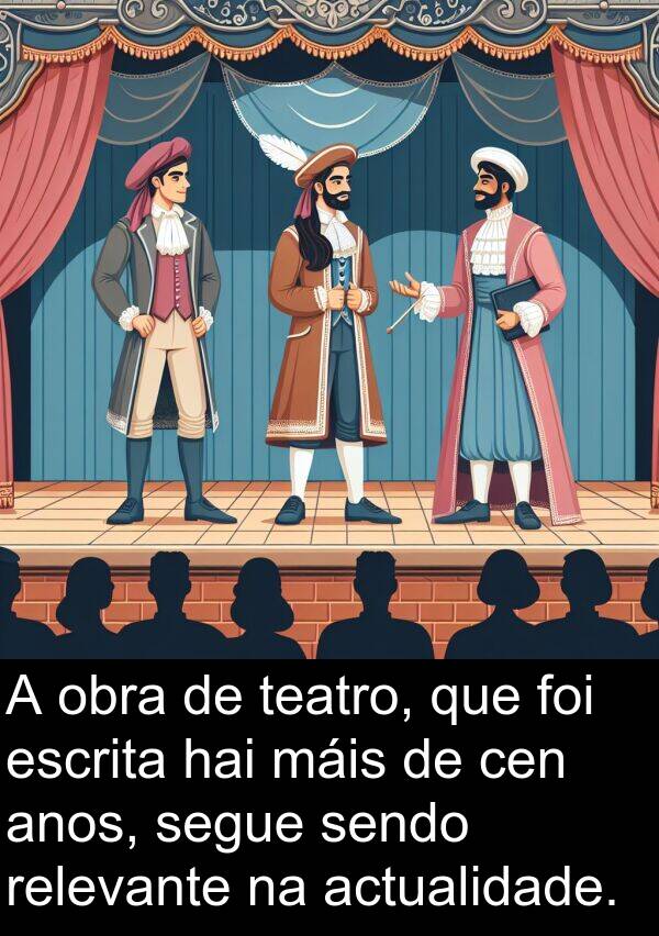 escrita: A obra de teatro, que foi escrita hai máis de cen anos, segue sendo relevante na actualidade.