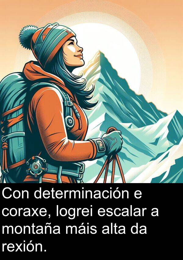 rexión: Con determinación e coraxe, logrei escalar a montaña máis alta da rexión.