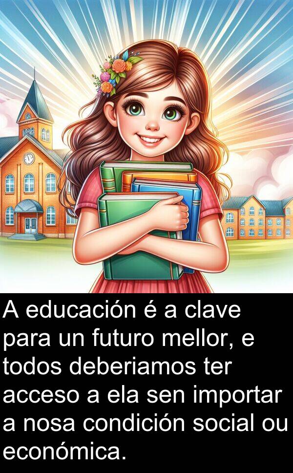 futuro: A educación é a clave para un futuro mellor, e todos deberiamos ter acceso a ela sen importar a nosa condición social ou económica.