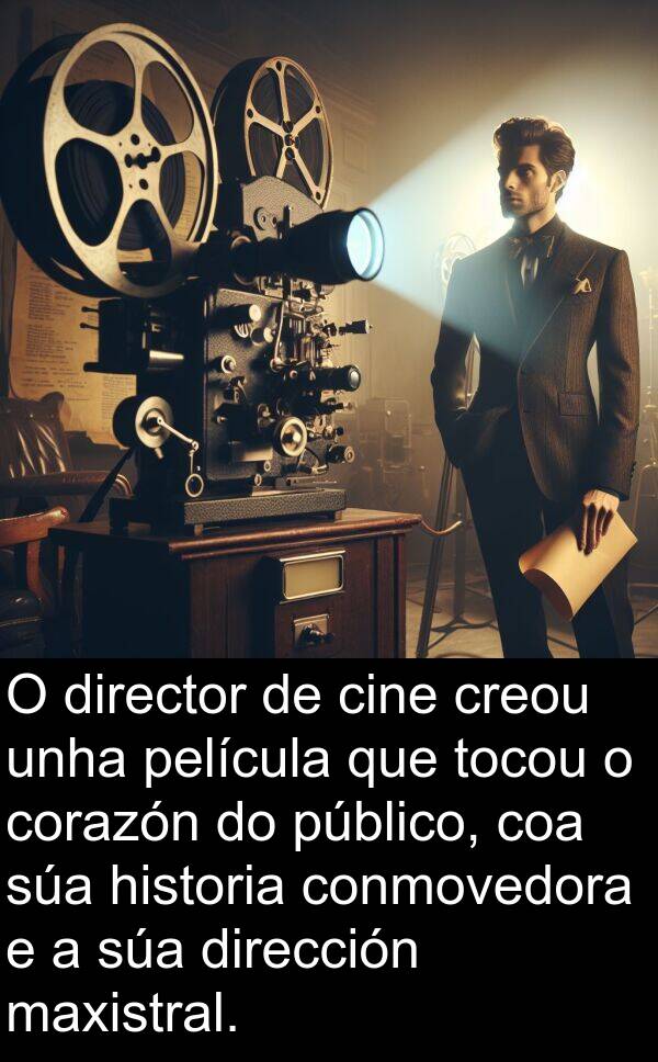 director: O director de cine creou unha película que tocou o corazón do público, coa súa historia conmovedora e a súa dirección maxistral.