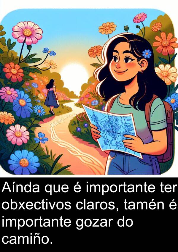 ter: Aínda que é importante ter obxectivos claros, tamén é importante gozar do camiño.