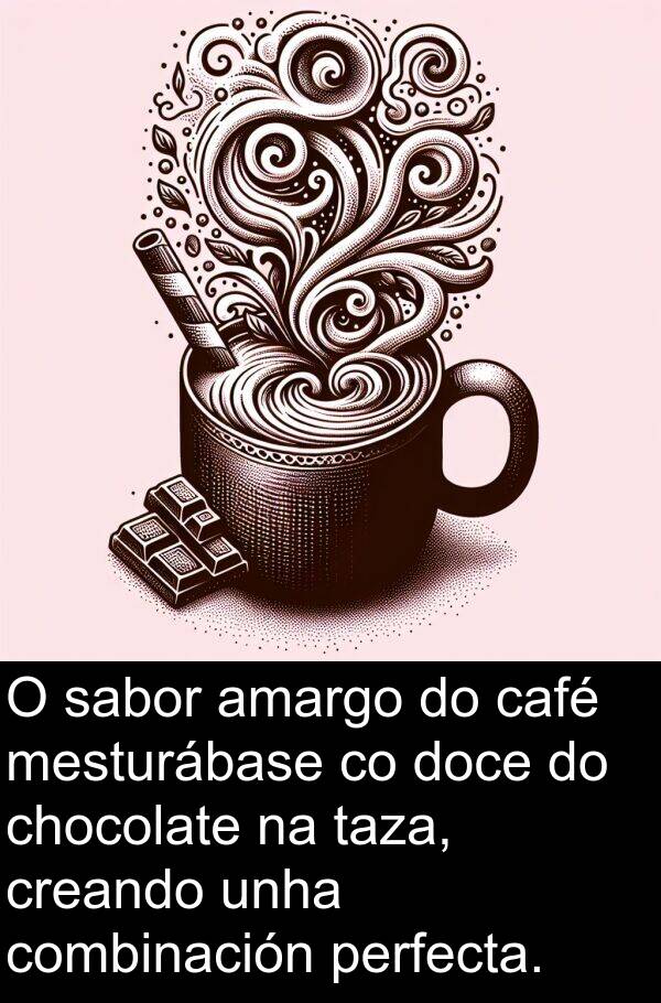 perfecta: O sabor amargo do café mesturábase co doce do chocolate na taza, creando unha combinación perfecta.
