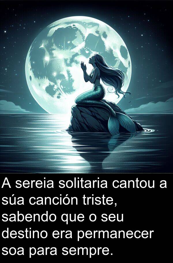 destino: A sereia solitaria cantou a súa canción triste, sabendo que o seu destino era permanecer soa para sempre.