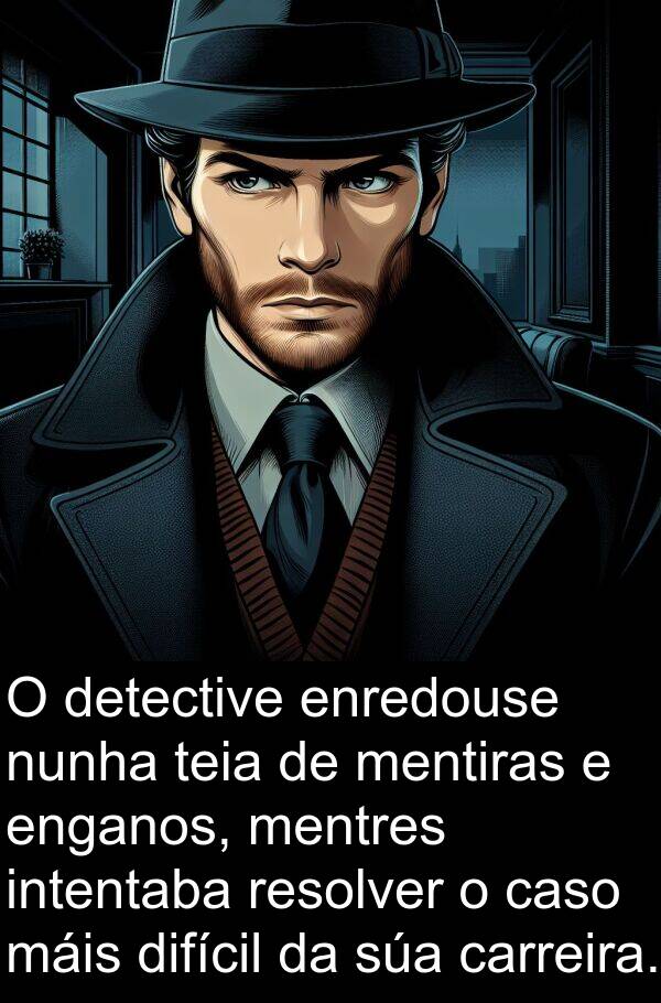 resolver: O detective enredouse nunha teia de mentiras e enganos, mentres intentaba resolver o caso máis difícil da súa carreira.