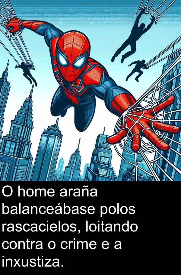 contra: O home araña balanceábase polos rascacielos, loitando contra o crime e a inxustiza.