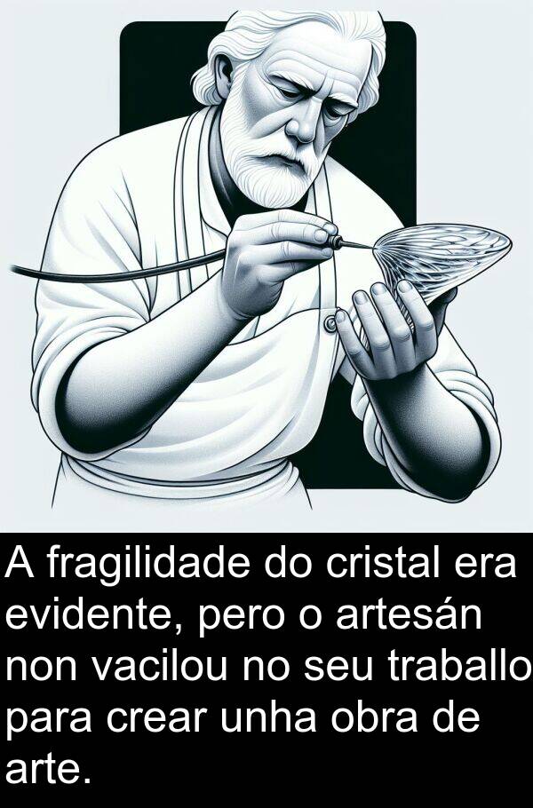 fragilidade: A fragilidade do cristal era evidente, pero o artesán non vacilou no seu traballo para crear unha obra de arte.