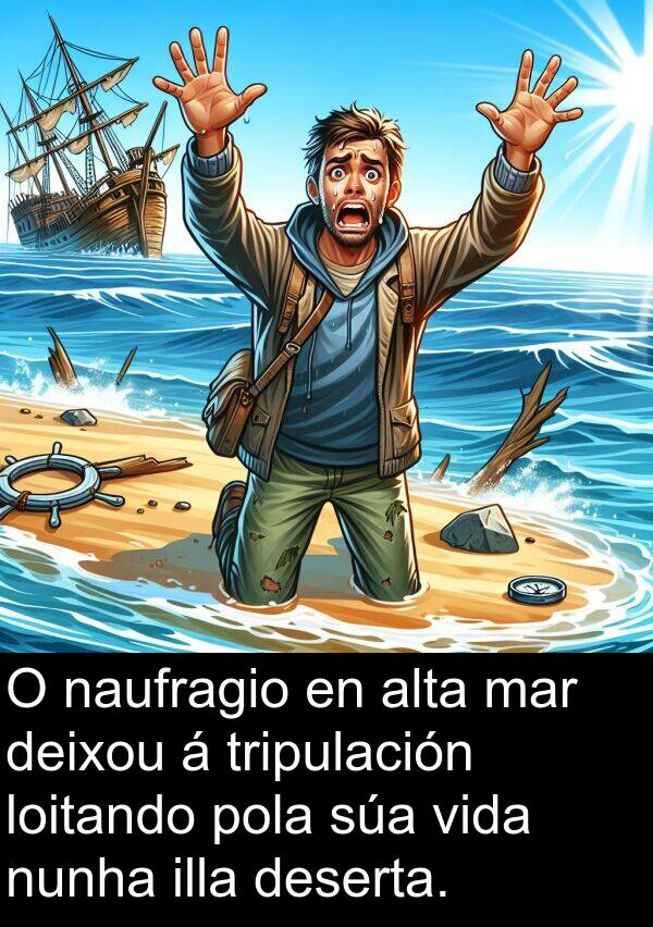 tripulación: O naufragio en alta mar deixou á tripulación loitando pola súa vida nunha illa deserta.
