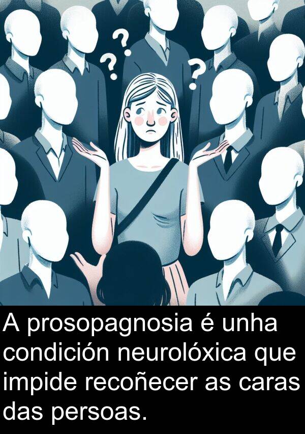 recoñecer: A prosopagnosia é unha condición neurolóxica que impide recoñecer as caras das persoas.