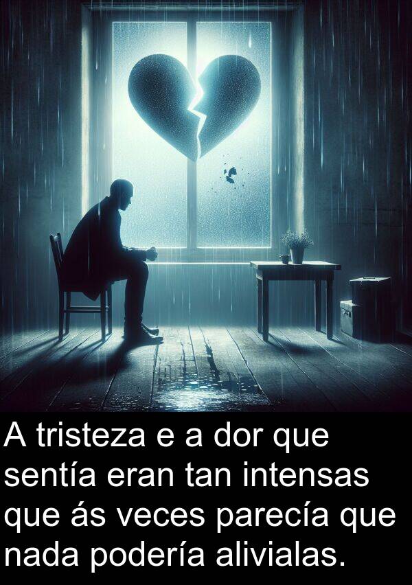 sentía: A tristeza e a dor que sentía eran tan intensas que ás veces parecía que nada podería alivialas.