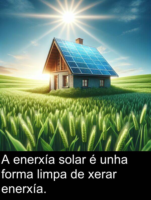 forma: A enerxía solar é unha forma limpa de xerar enerxía.