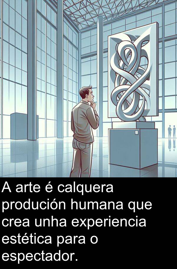 espectador: A arte é calquera produción humana que crea unha experiencia estética para o espectador.