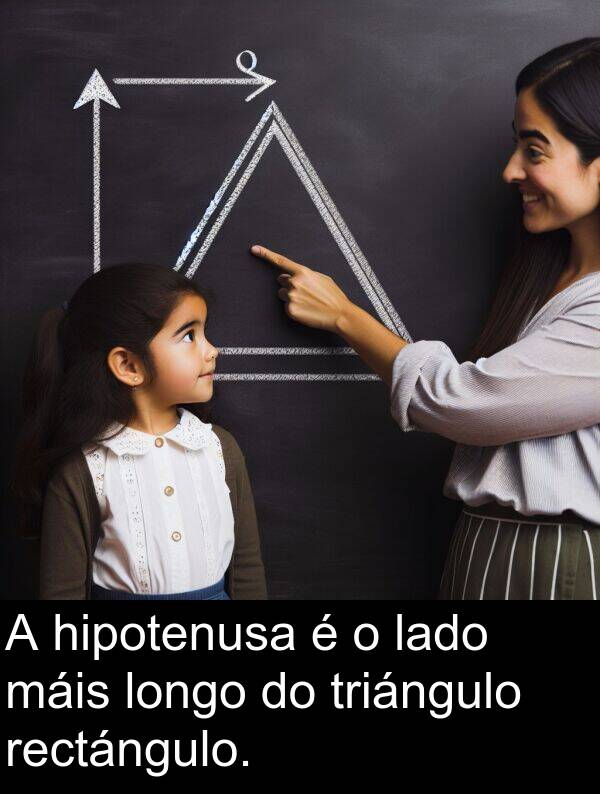 rectángulo: A hipotenusa é o lado máis longo do triángulo rectángulo.