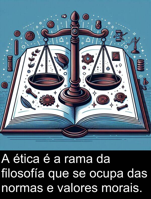 valores: A ética é a rama da filosofía que se ocupa das normas e valores morais.