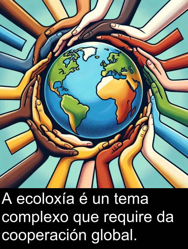 require: A ecoloxía é un tema complexo que require da cooperación global.