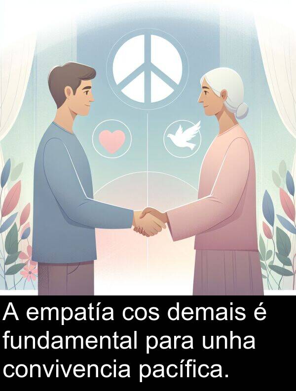 fundamental: A empatía cos demais é fundamental para unha convivencia pacífica.