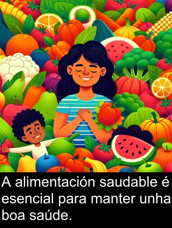 esencial: A alimentación saudable é esencial para manter unha boa saúde.