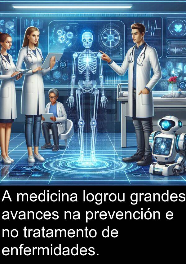 medicina: A medicina logrou grandes avances na prevención e no tratamento de enfermidades.