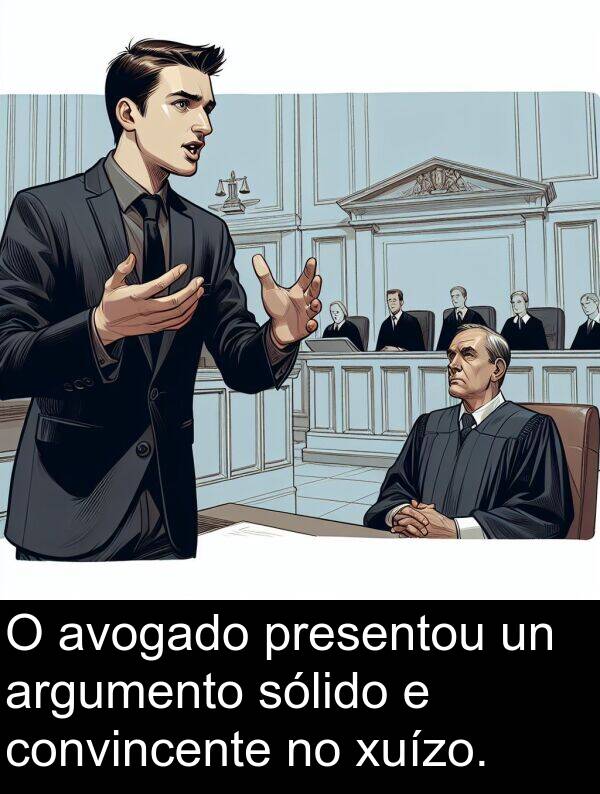 presentou: O avogado presentou un argumento sólido e convincente no xuízo.