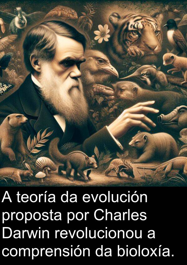 revolucionou: A teoría da evolución proposta por Charles Darwin revolucionou a comprensión da bioloxía.
