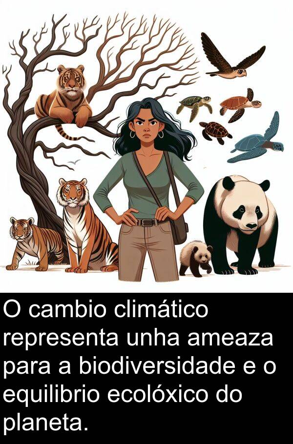 representa: O cambio climático representa unha ameaza para a biodiversidade e o equilibrio ecolóxico do planeta.