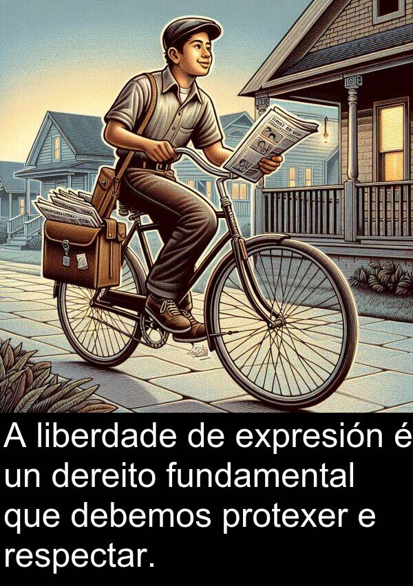 fundamental: A liberdade de expresión é un dereito fundamental que debemos protexer e respectar.