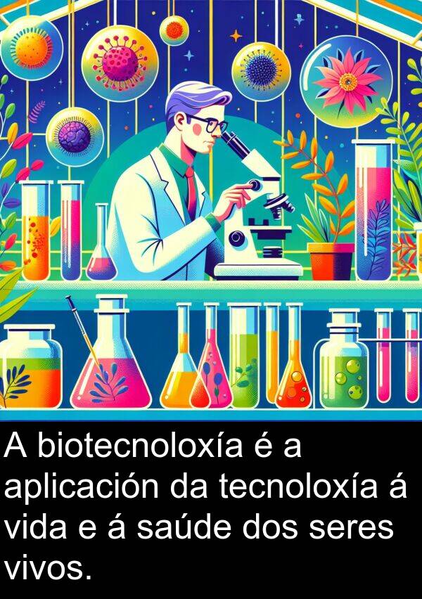 seres: A biotecnoloxía é a aplicación da tecnoloxía á vida e á saúde dos seres vivos.