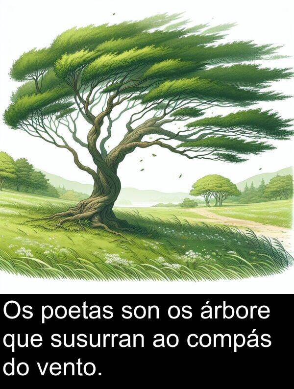poetas: Os poetas son os árbore que susurran ao compás do vento.
