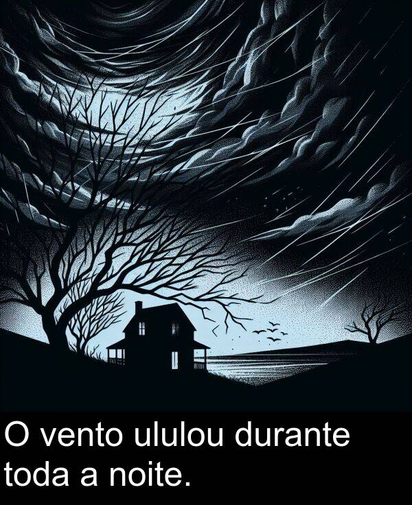 durante: O vento ululou durante toda a noite.