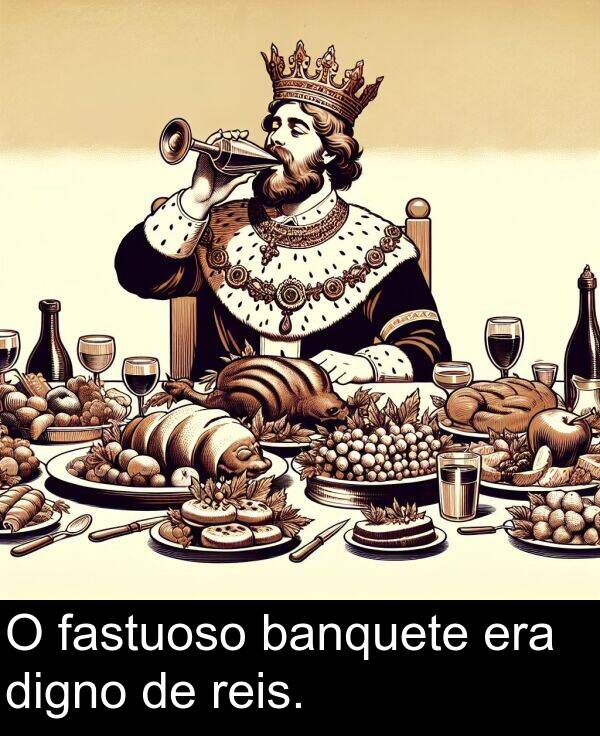 reis: O fastuoso banquete era digno de reis.