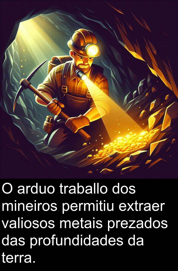terra: O arduo traballo dos mineiros permitiu extraer valiosos metais prezados das profundidades da terra.
