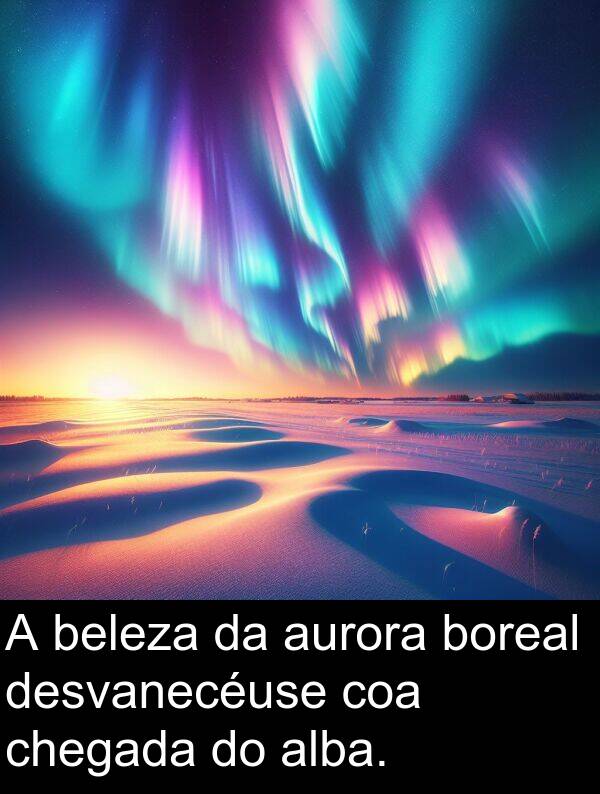 beleza: A beleza da aurora boreal desvanecéuse coa chegada do alba.