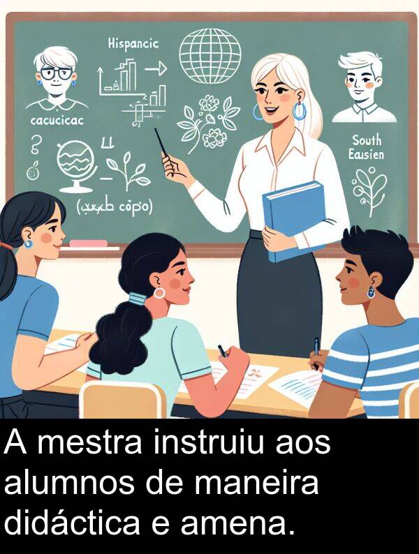 alumnos: A mestra instruiu aos alumnos de maneira didáctica e amena.