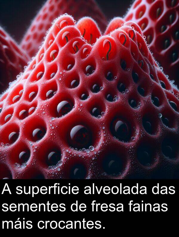 superficie: A superficie alveolada das sementes de fresa fainas máis crocantes.