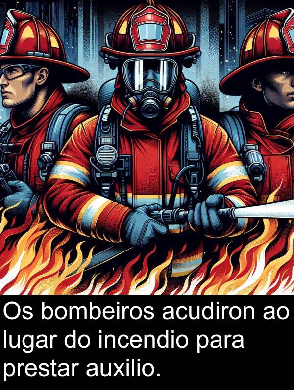 bombeiros: Os bombeiros acudiron ao lugar do incendio para prestar auxilio.