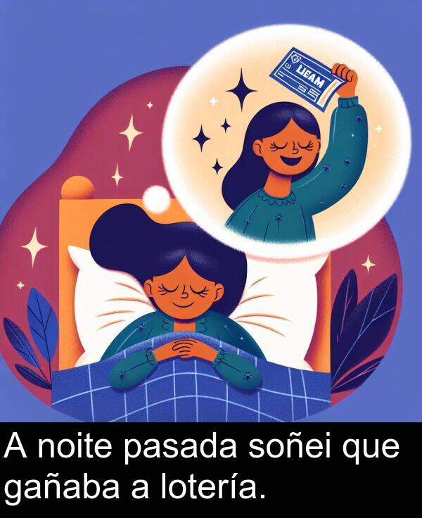 gañaba: A noite pasada soñei que gañaba a lotería.