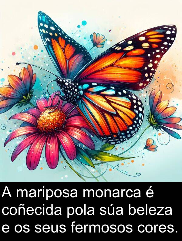 cores: A mariposa monarca é coñecida pola súa beleza e os seus fermosos cores.