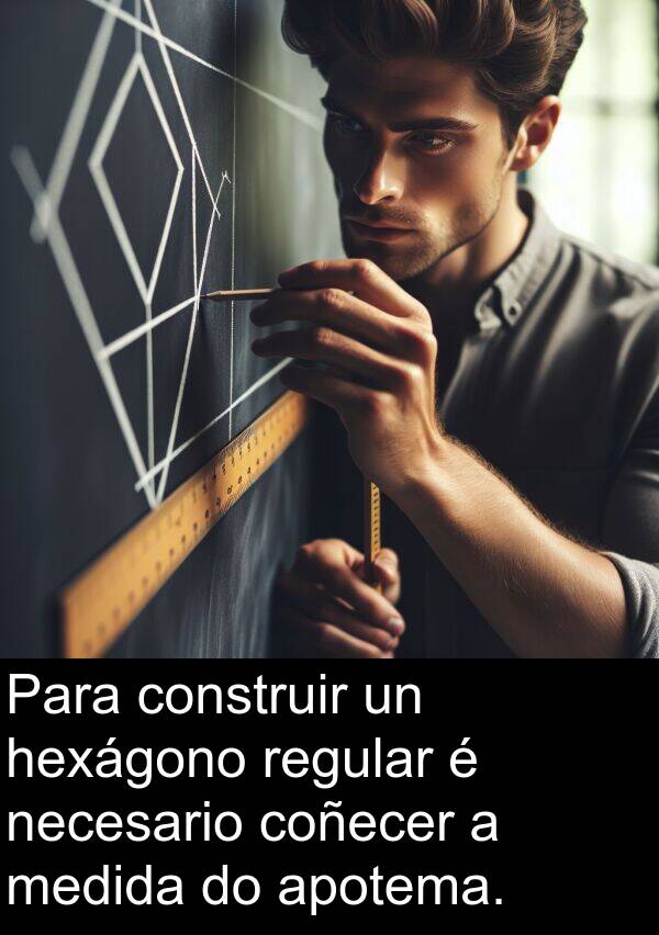 medida: Para construir un hexágono regular é necesario coñecer a medida do apotema.