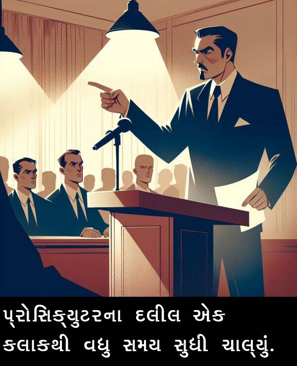 દલીલ: પ્રોસિક્યુટરના દલીલ એક કલાકથી વધુ સમય સુધી ચાલ્યું.