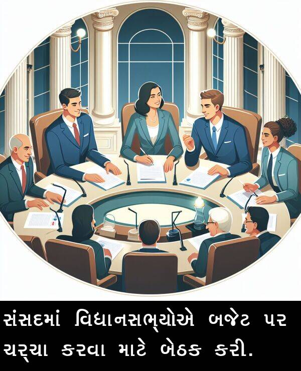 ચર્ચા: સંસદમાં વિધાનસભ્યોએ બજેટ પર ચર્ચા કરવા માટે બેઠક કરી.
