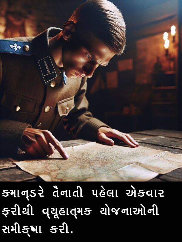 તૈનાતી: કમાન્ડરે તૈનાતી પહેલા એકવાર ફરીથી વ્યૂહાત્મક યોજનાઓની સમીક્ષા કરી.