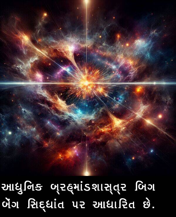બેંગ: આધુનિક બ્રહ્માંડશાસ્ત્ર બિગ બેંગ સિદ્ધાંત પર આધારિત છે.