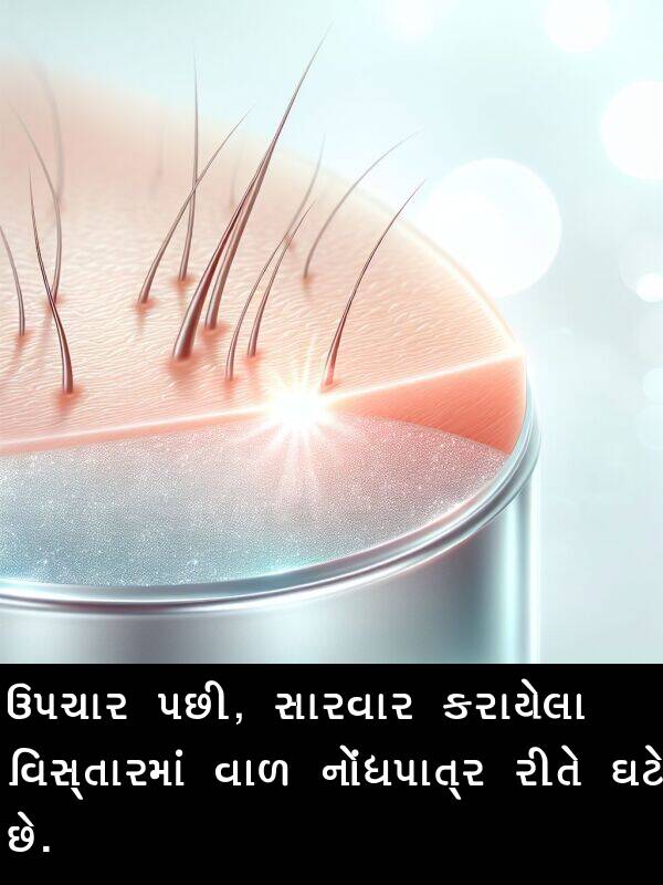 ઘટે: ઉપચાર પછી, સારવાર કરાયેલા વિસ્તારમાં વાળ નોંધપાત્ર રીતે ઘટે છે.