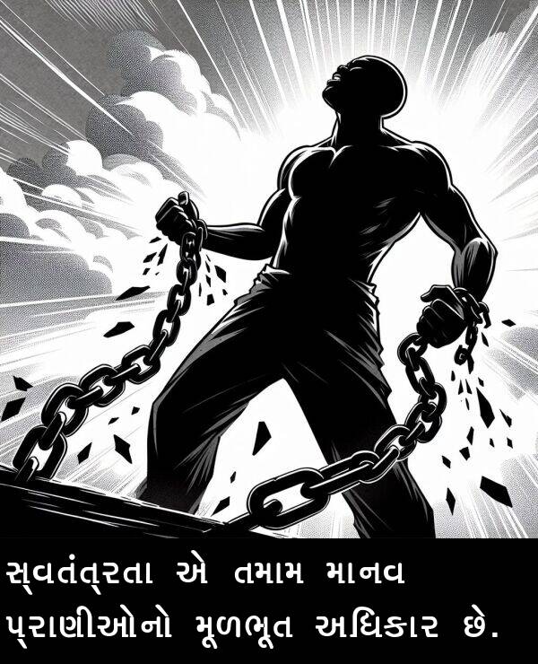 તમામ: સ્વતંત્રતા એ તમામ માનવ પ્રાણીઓનો મૂળભૂત અધિકાર છે.